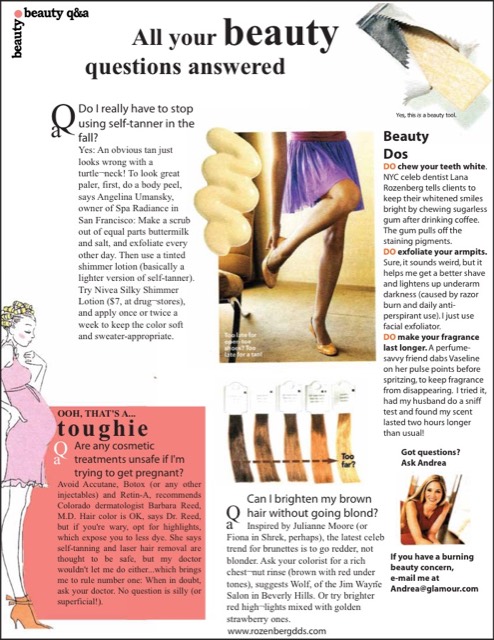 Glamour beauty Q&A clipping with teeth whitening tips