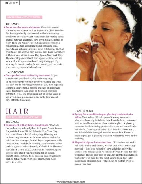 InStyle Weddings clipping: whiter than white teeth