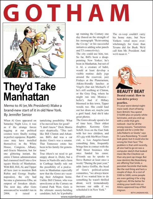 New York Magazine clipping: Dental Rental
