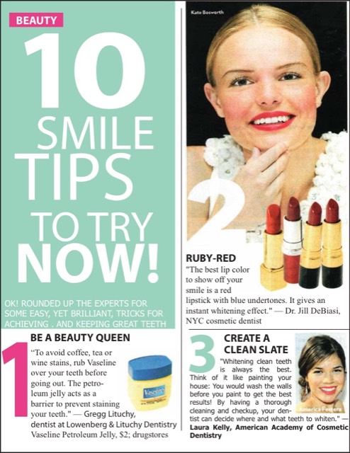 OK! Magazine clipping: 10 smile tips