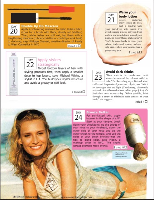SELF magazine clipping featuring Dr. Rozenberg